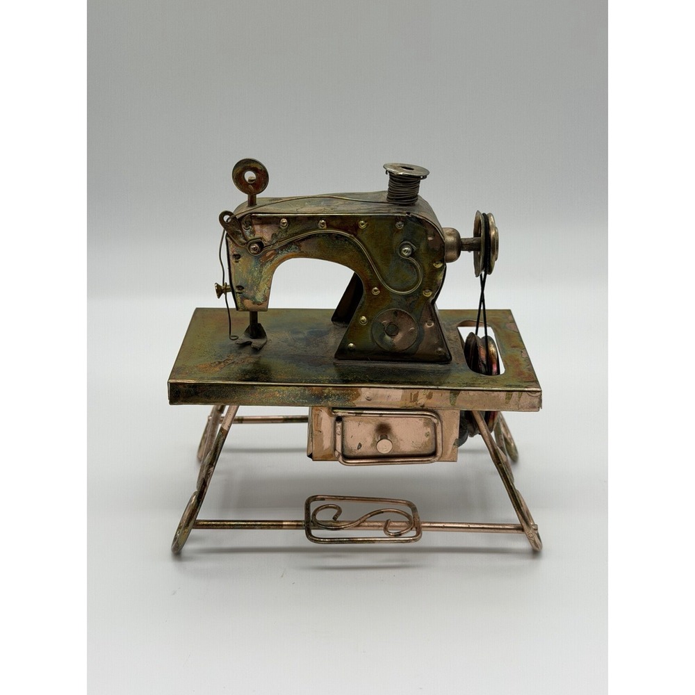 Vintage Copper Treadle Sewing Machine Music Box, plays "My Favorite Things"